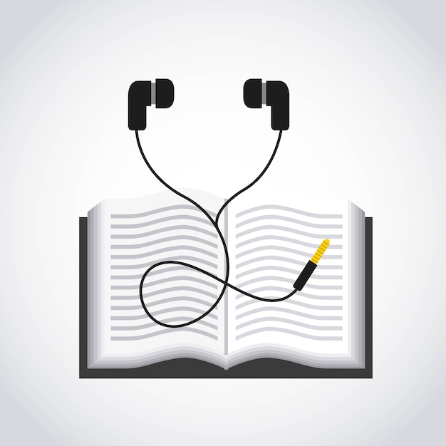 Vector book and headphone icon. audiobooks design. vector graphic