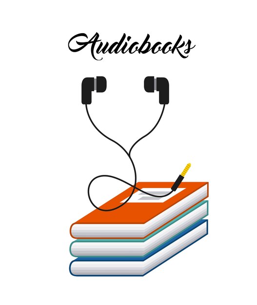 Vector book and headphone icon. audiobooks design. vector graphic