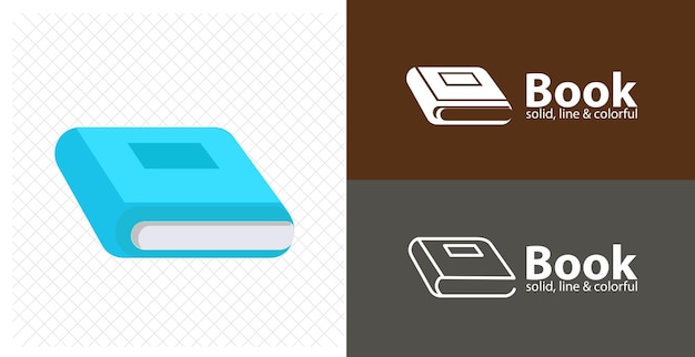 Book isolated flat illustration blue book line icon