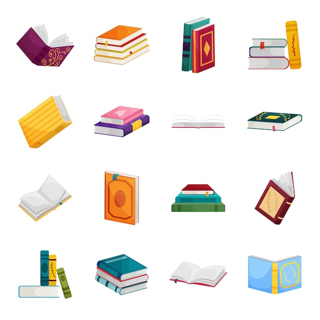 Book of library  cartoon set icon. Isolated cartoon set icon school literature.   book of library  .