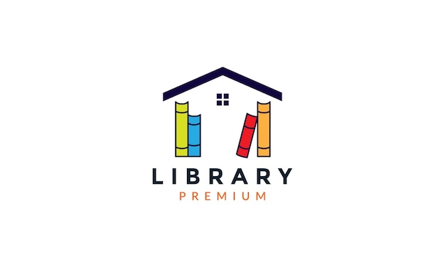 Book library with home house  abstract logo vector icon illustration design