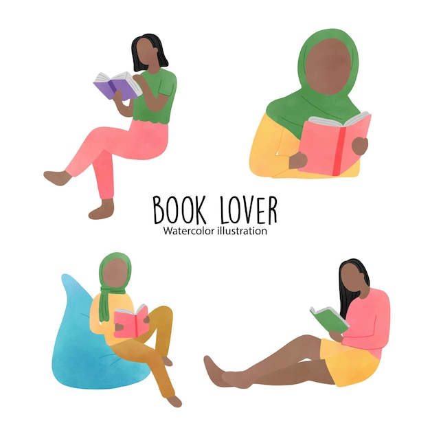 Book lover library Vector illustration