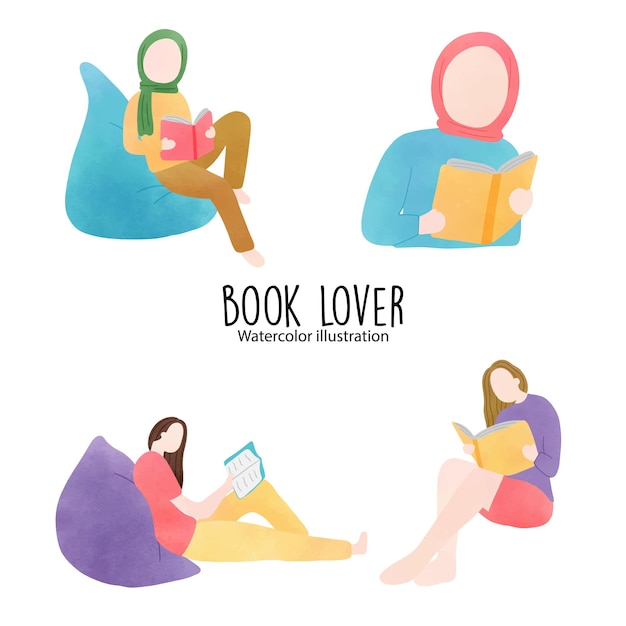 Book lover library Vector illustration