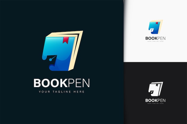 Book pen logo design with gradient