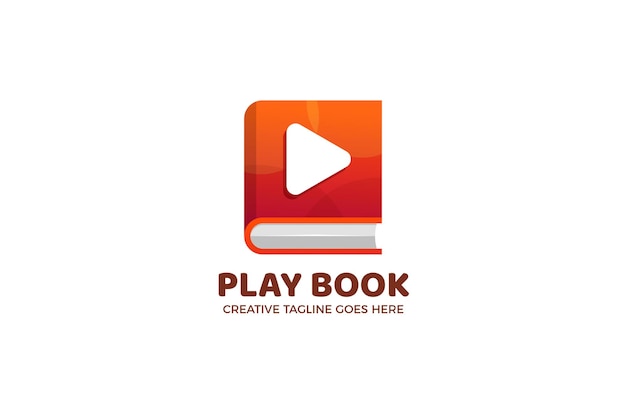 Book and Play Button Logo Template