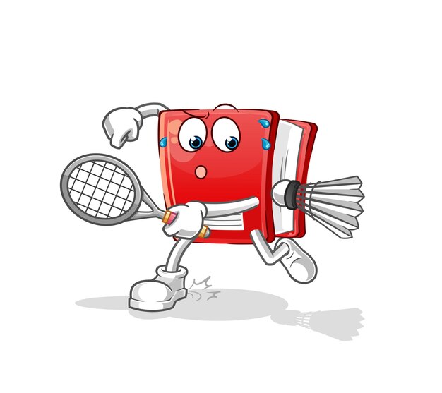 Vector book playing badminton illustration. character vector