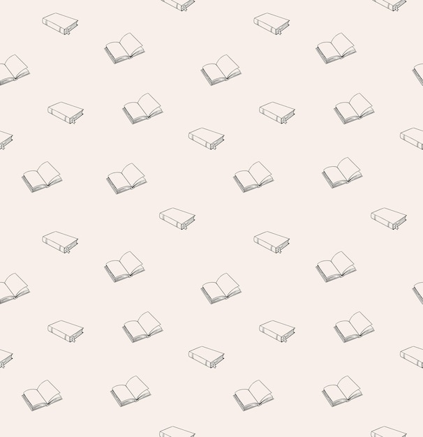 Book seamless vector pattern. Doodle background