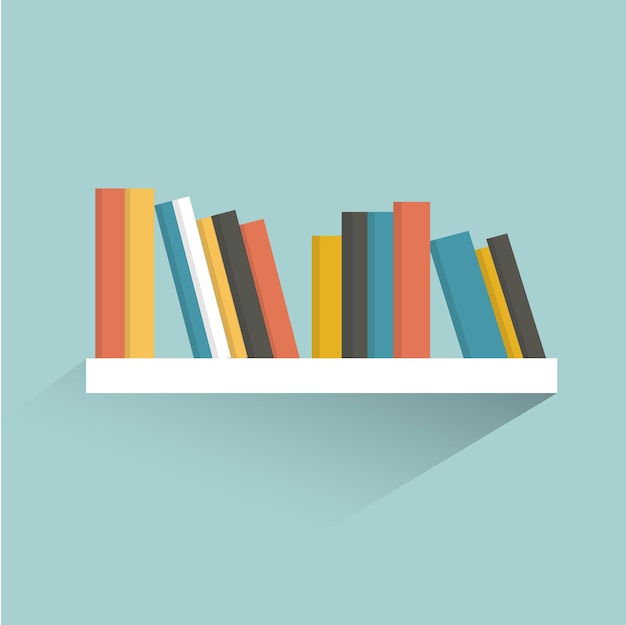 Book shelf Flat design Vector