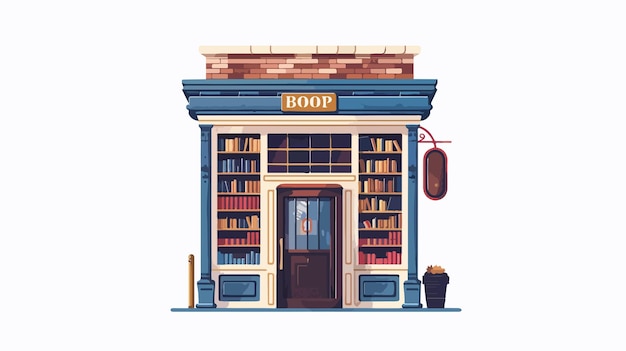 Vector book shop entrance door flat icon vector illustration