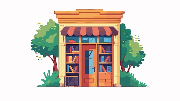 Vector book shop entrance door flat icon vector illustration