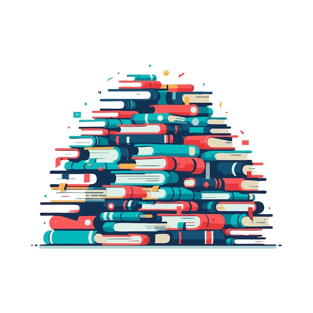 Vector book stack flat vector design