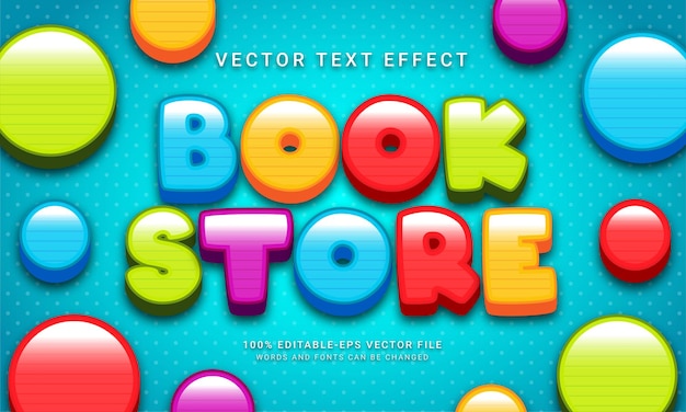 Vector book store editable text effect with multiple color theme