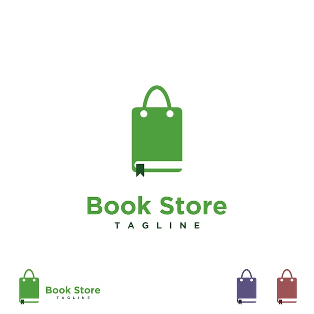 book store logo design modern concept book combine with shopping bag