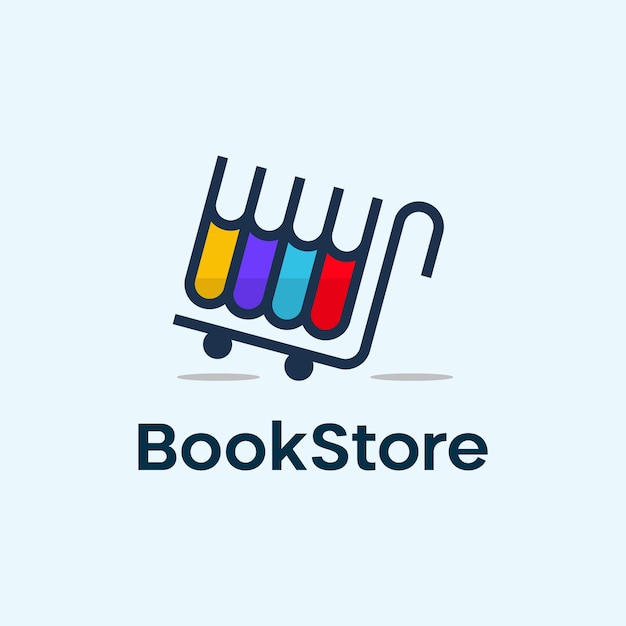 Book Store Shopping Line Art Colorful Outline Logo Design