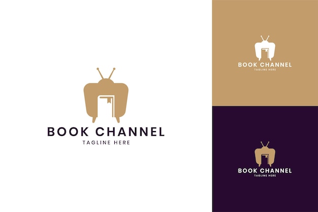 Book television negative space logo design