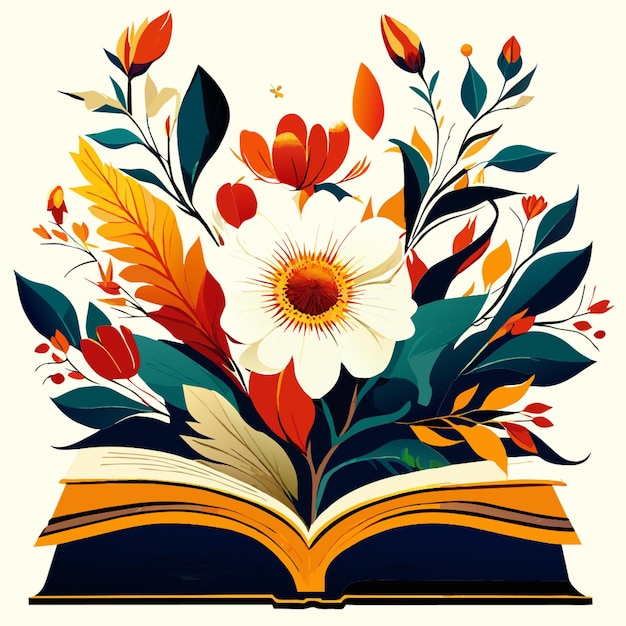 Vector a book that has flowers on it and the words  flowers