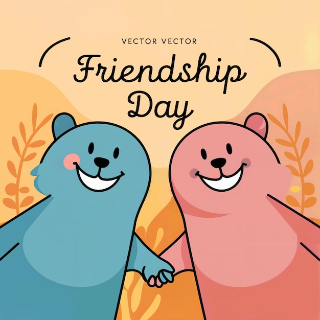 Vector a book titled friendship day with two friends