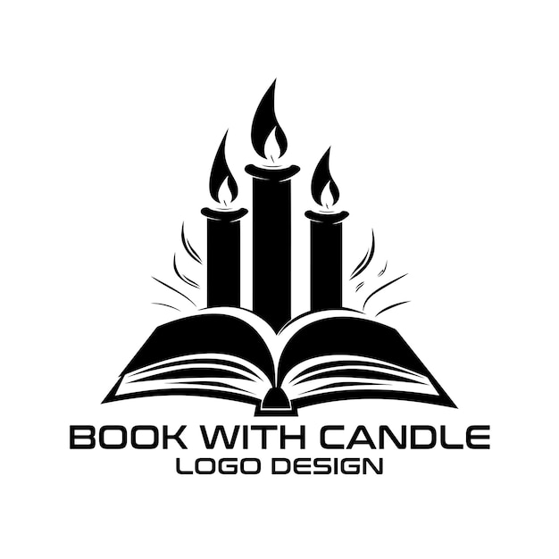 Vector book with candle vector logo design