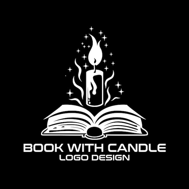 Vector book with candle vector logo design