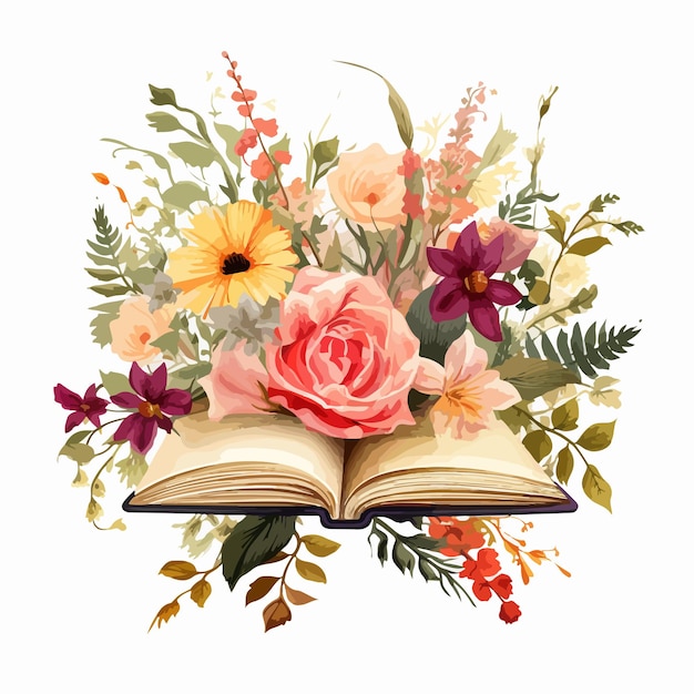 a book with flowers and leaves on it is shown with a picture of flowers