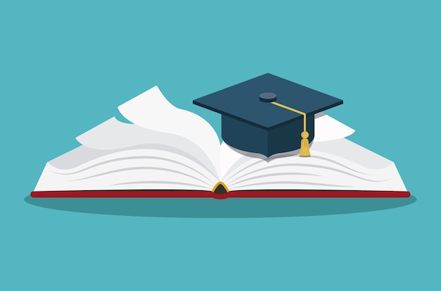 book with graduation hat isolated icon