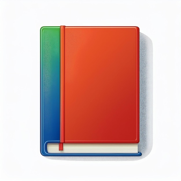 a book with a red cover and a blue and green book on the front