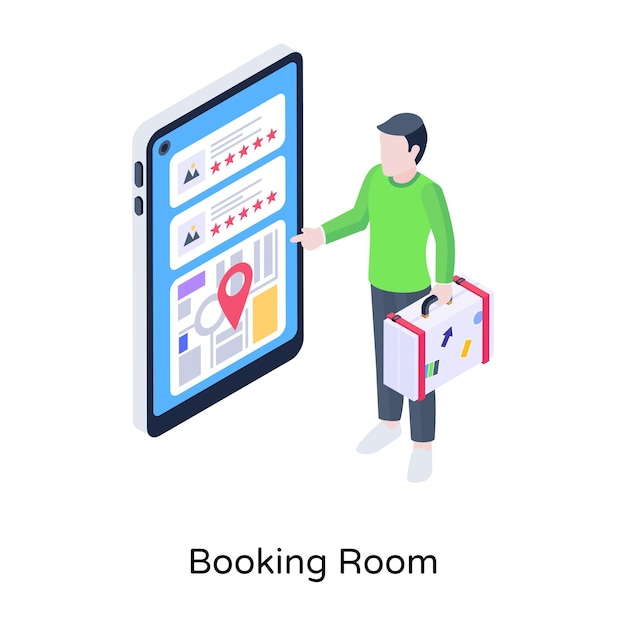 Booking room isometric illustration is up for premium use