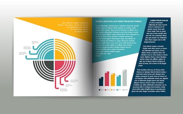 Vector booklet page magazine layout for infographics web template