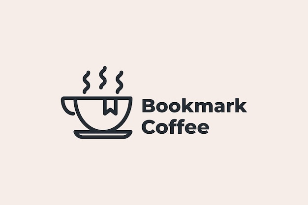 Bookmark coffee logo design template icon illustration vintage drawing