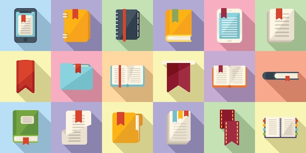 Bookmark icon flat vector. Dictionary book