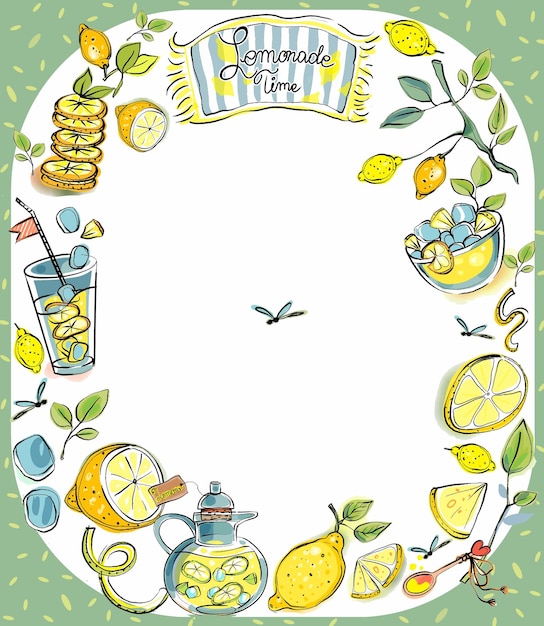 Bookmarks lemons and lemonade in watercolor style on a light or transparent background.