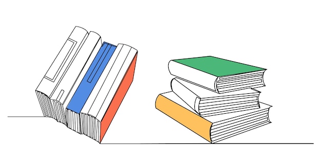 Books continuous line drawing isolated vector