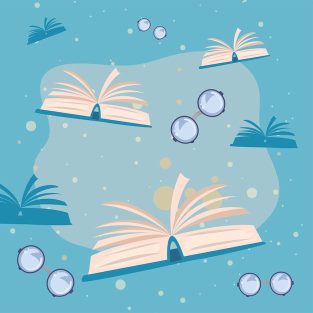 Books and eyeglasses pattern