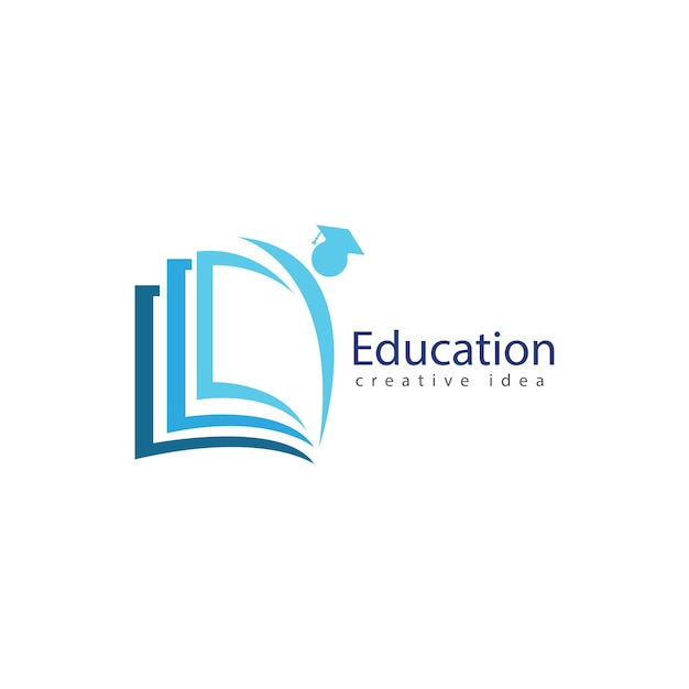 Books and Graduates Icon Vector Education Logo Template