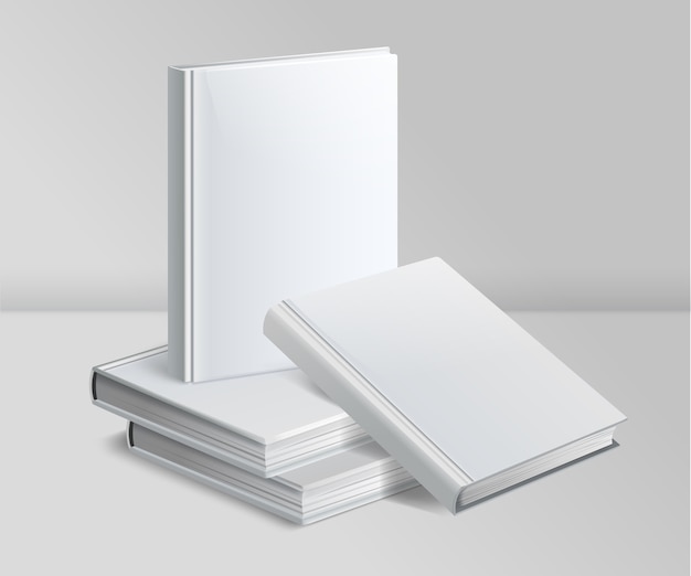 Vector books mockup in realistic style