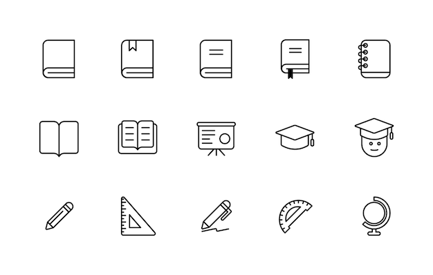 Books school learning icon set