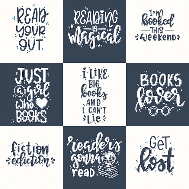 Books set Hand drawn typography poster. Conceptual handwritten phrase T shirt hand lettered calligraphic design. Inspirational vector