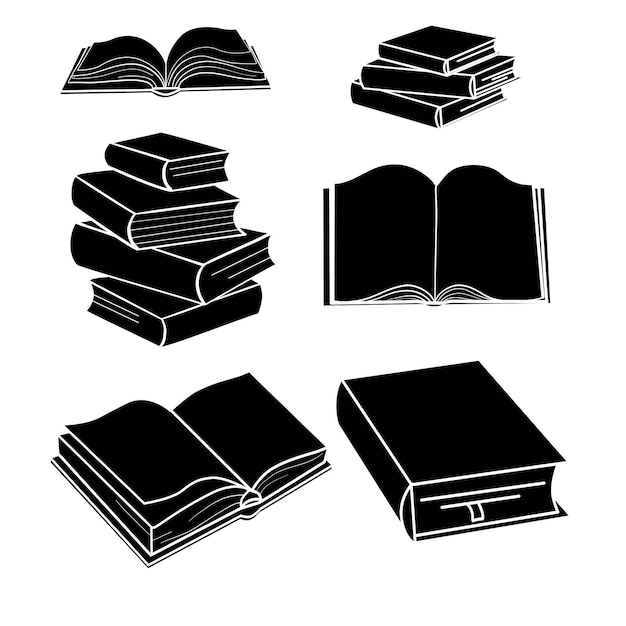 Books on the shelves simply retro vector illustration. Vintage hand drawn book objects for banner, logo or website design elements