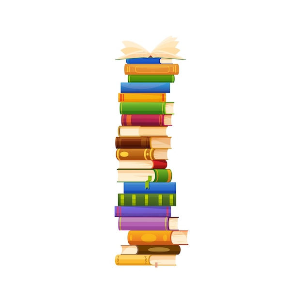 Books stack isolated vector cartoon textbooks pile