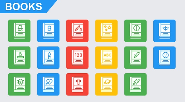 books vector icons on white background