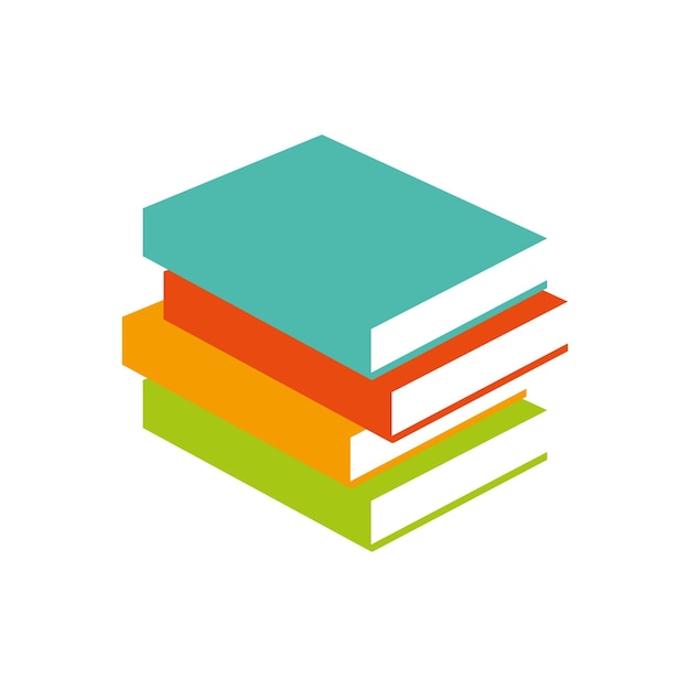 Books vector illustrator. Stack of colored books. Learning logo. Education icon.