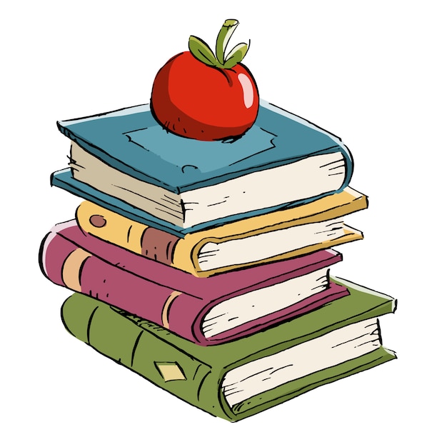 Books with apple on top