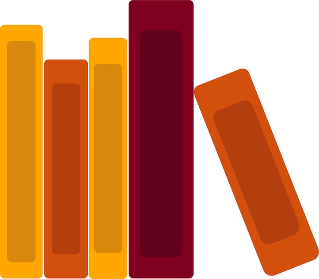 Books in yellow red and orange colors isolated on white background vector