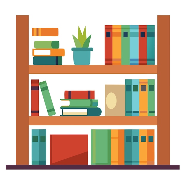 Vector bookshelf clip art and vector design with a white background