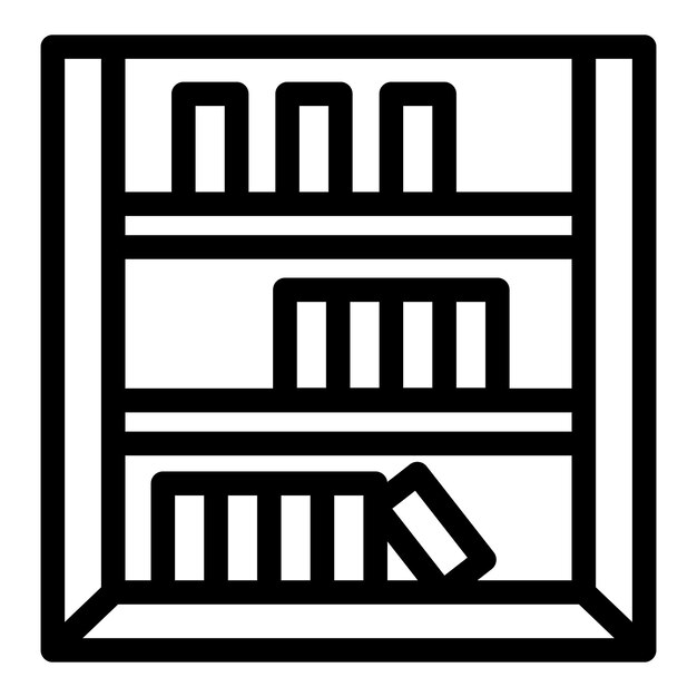 Vector bookshelf icon representing storing and organizing books