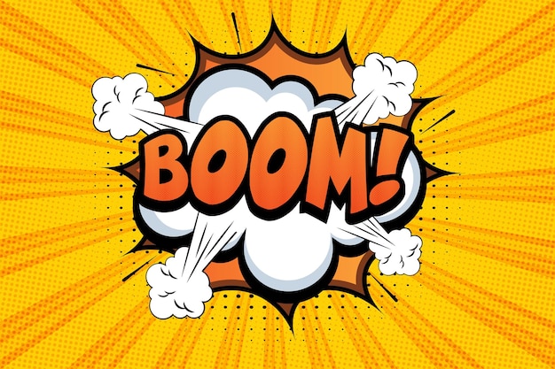 Boom cartoon style comic sound effect vector illustration