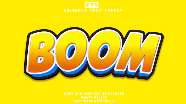 Boom Comic 3d Editable Text Effect Vector With Background