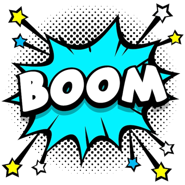 Boom Pop art comic speech bubbles book sound effects