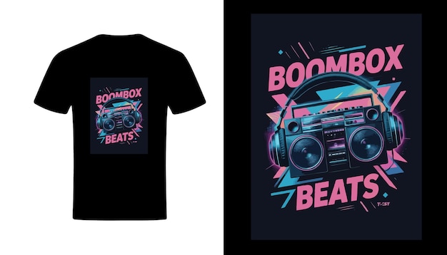 Boombox Beats TShirt Design Retro Music Vibes for Classic Sound Lovers