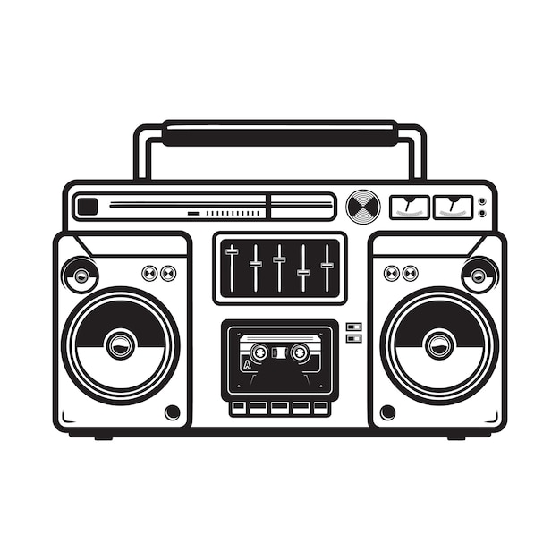 Boombox illustrations on white background.  element for logo, label, emblem, sign, badge, poster, t shirt.  image